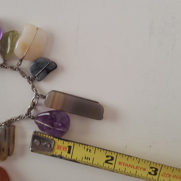 Vintage Polished Multi-Stone Sterling Silver Bracelet - Picture 7 of 11